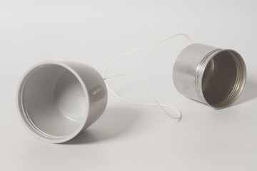 Tin can phone. Communication concept .