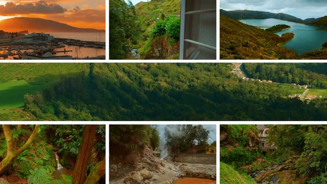 The Azores Collection: A video postcard of famous landmarks in the island of Sao Miguel, The Azores, Portugal including Lagoa das Furnas and Ponta Delgada and Parque Natural Ribeira dos Caldeiroes