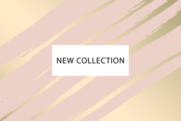 Set of New Collection fashion headers. Gold and Pastel blush. Elegant with hand drawn brush texture in pastel. Great for advertising, social media, web, blog, flyer, poster, brochure, invitation
