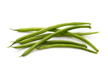 Green beans isolated on a white background.