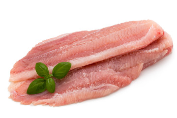 Fillet of Fish Pangasius. Isolated on white background.