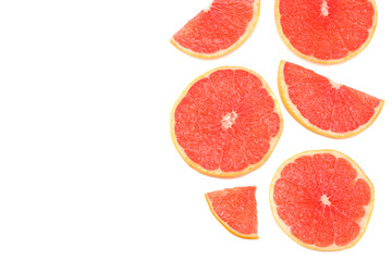 healthy food. sliced grapefruit isolated on white background top view