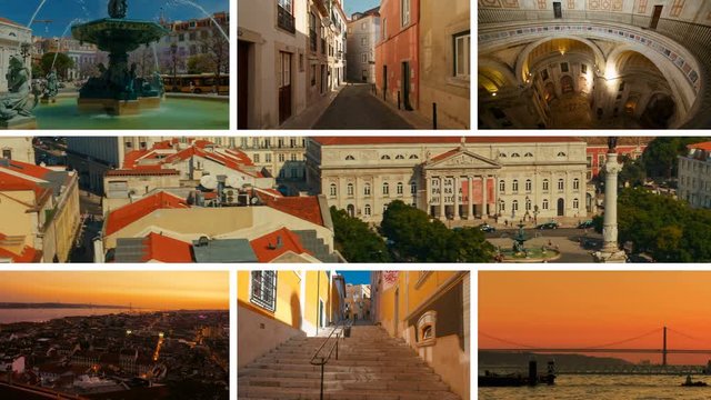 The Lisbon Collection: A video postcard of some of the most famous landmarks of Lisbon, Portugal during daytime, including Rossio and the Alfama district
