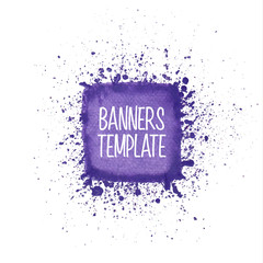 Purple watercolor square of splashes, design element. Vector illustration