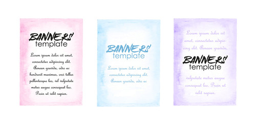 Vector illustration of template banners, watercolor frame with place for text inside