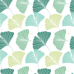 Vector Illustration ginkgo biloba leaves. Seamless pattern with leaves.