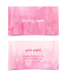 Set of vector business card watercolor design, hand drawn illustration