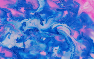 Watercolor abstract blue pink color marble liquid texture background