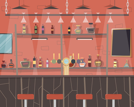 Interior of a modern city bar. Vector illustration