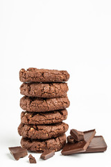 Chocolate chip cookies isolated on white background