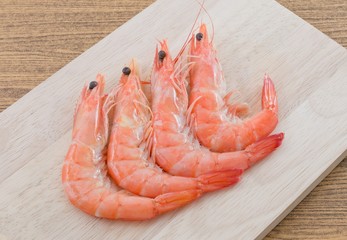Cooked Prawns or Tiger Shrimps on Cutting Board