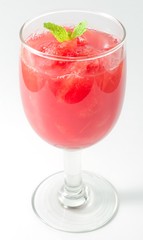 Glass of Sweet Watermelon Juice on White Background