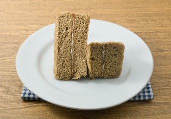 Plate of Two Delicious Triangle Coffee Chiffon Cake