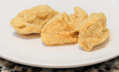 Deep Fried Fish Meat Ball on White Dish