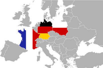 Weimar Triangle partnership, map.