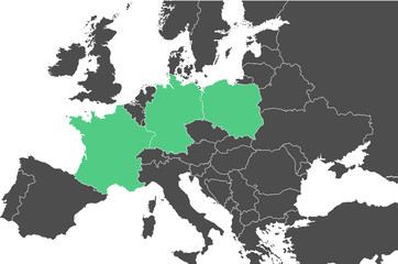 Map of Weimar Triangle countries.