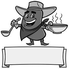 Chili Bean Cowboy Illustration - A vector cartoon illustration of a Chili Bean Cowboy mascot.