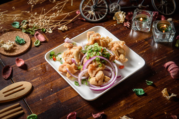 Tasty breakfast, snack or appetizer with wine.