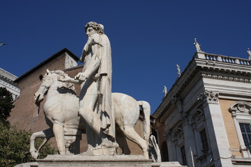 Obraz premium The Capitoline Hill , between the Forum and the Campus Martius, is one of the Seven Hills of Rome. Piazza del Campidoglio is one of Rome's most beautiful squares.