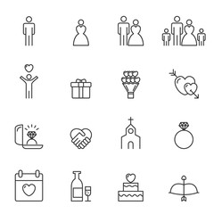 Wedding Icons Line Vector