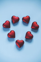 Happy Valentine's Day. Hearts on blue background.