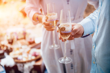 Young couple in love. A love story in the forest park.