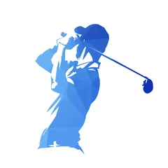 Foto op Canvas Golf player, abstract blue geometric vector silhouette © michalsanca