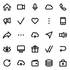 Simple web or mobile interface vector icons set. Isolated on white background