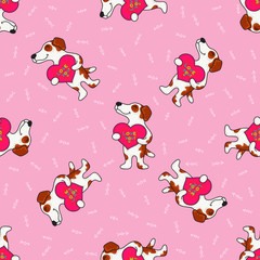 Cute doodle tribal seamless pattern with dogs.