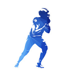 American football player, abstract geometric blue vector silhouette