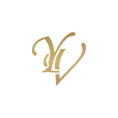 Initial letter YV, overlapping elegant monogram logo, luxury golden color