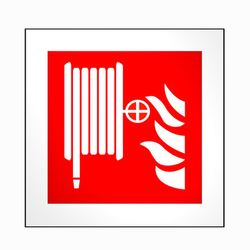 Brandschutzzeichen nach der aktuellen Form der ASR A1.3: Löschschlauch. 2d render