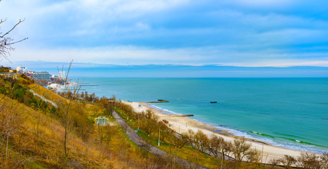 Sunny winter day at seaside. Odessa, Ukraine