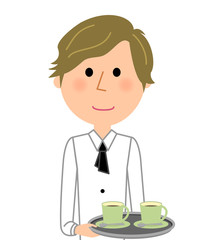 カフェ　スタッフ　店員　運ぶ