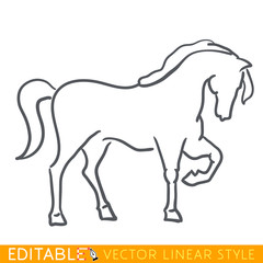 Fototapeta na wymiar Horse zodiac sign. Horse Chinese year. Calendar 2026. Editable line sketch icon. Stock vector illustration.
