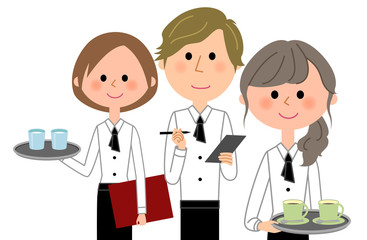 カフェ　スタッフ　店員　仲間