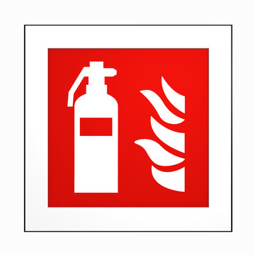 Brandschutzzeichen nach der aktuellen Form der ASR A1.3: Feuerlöscher. 2d render