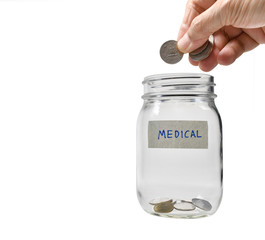 Image on concept of saving money for medical purpose