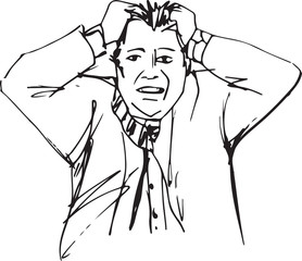 Sketch of frustrated with problems business man