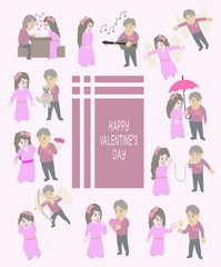 Cute boy and girl valentine's day collection