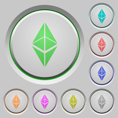 Ethereum classic digital cryptocurrency push buttons