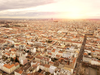 Fototapeta premium Bird view of the city of Vienna at sunset
