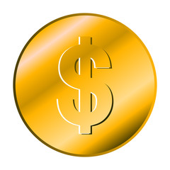 Isolated golden coin