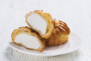 Profiteroles on plate