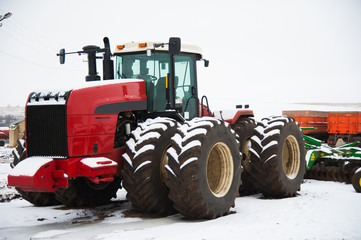 Obraz premium Winter parking of agricultural machinery