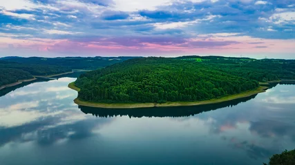 Fototapeten Aerial view of the Wiehltalsperre - Wiehl Dam © zaschnaus