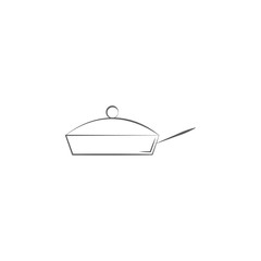 logo frying pan with lid icon. Elements of dishes icon. Premium quality graphic design. Signs, outline symbols collection icon for websites, web design, mobile app, info graphics