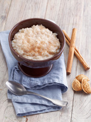 Rice pudding with cinnamon
