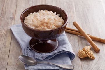 Rice pudding with cinnamon