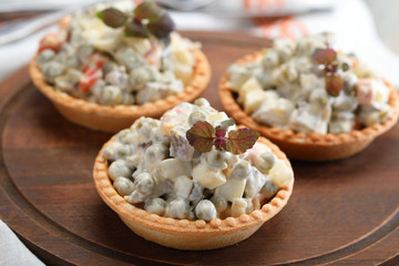 Tartlets with Russian salad